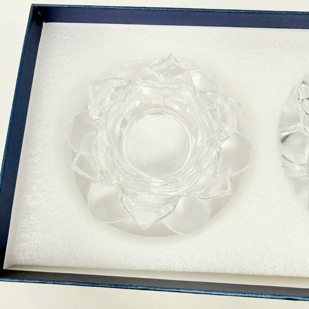 Slymeay Crystal Lotus Flower Candleholders Set of 2 Wedding Gift Anniversary